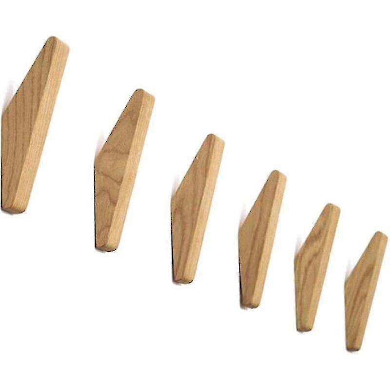 Set Of 6 Wooden Wall Hangers, Wooden Hooks, Wall Hooks, Self-adhesive Hooks, Sturdy Hooks, For Hanging Coats, Hats, Charp