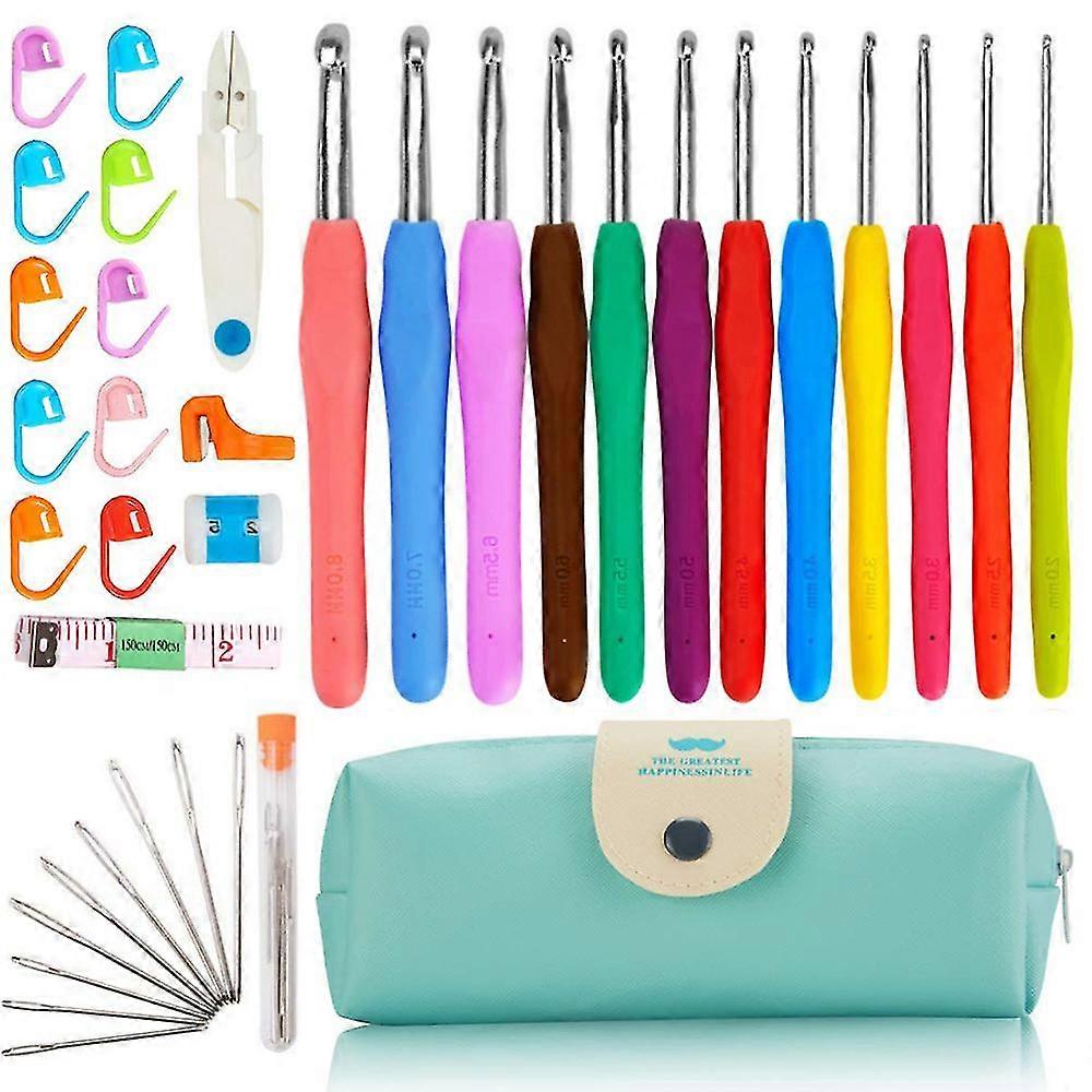 Crochet Hooks Set 37 Pcs Knitting Tool Accessories With Storage Bag