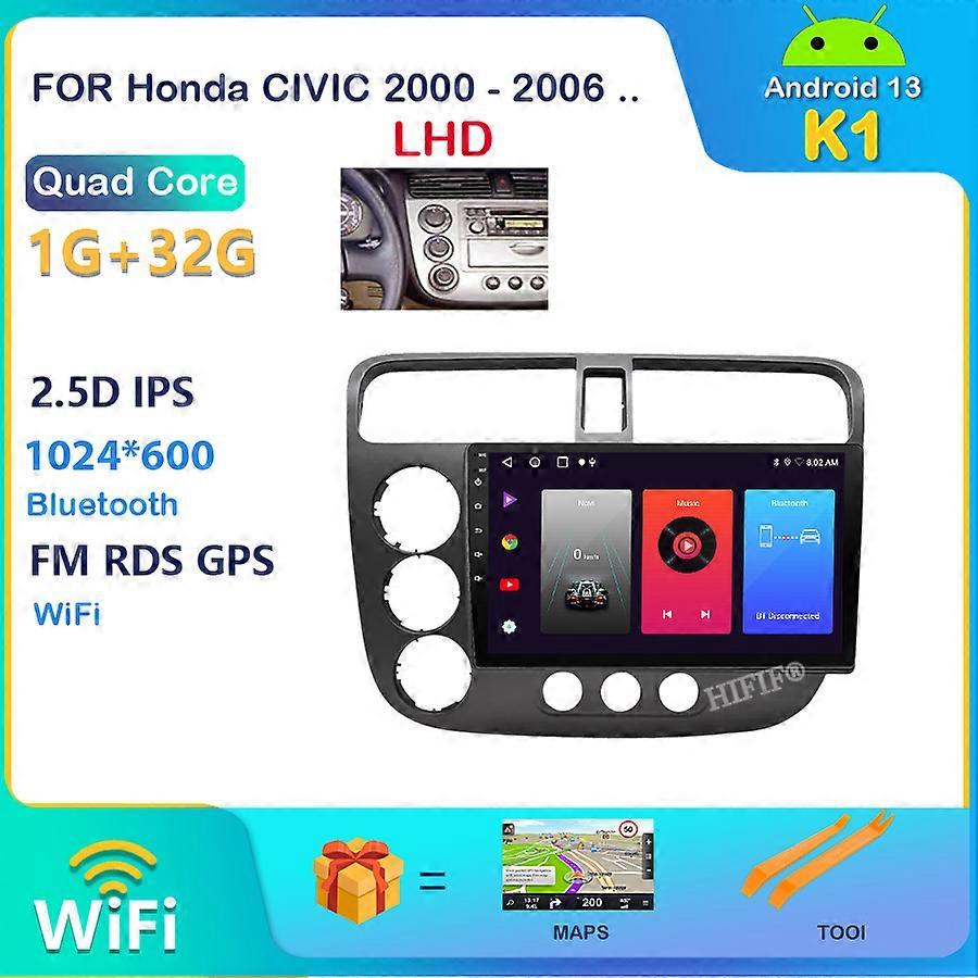 For Honda CIVIC 2000 - 2006 Car Radio Multimedia Video Player Navigation GPS Stereo Auto Android BT No 2 DIN 2din