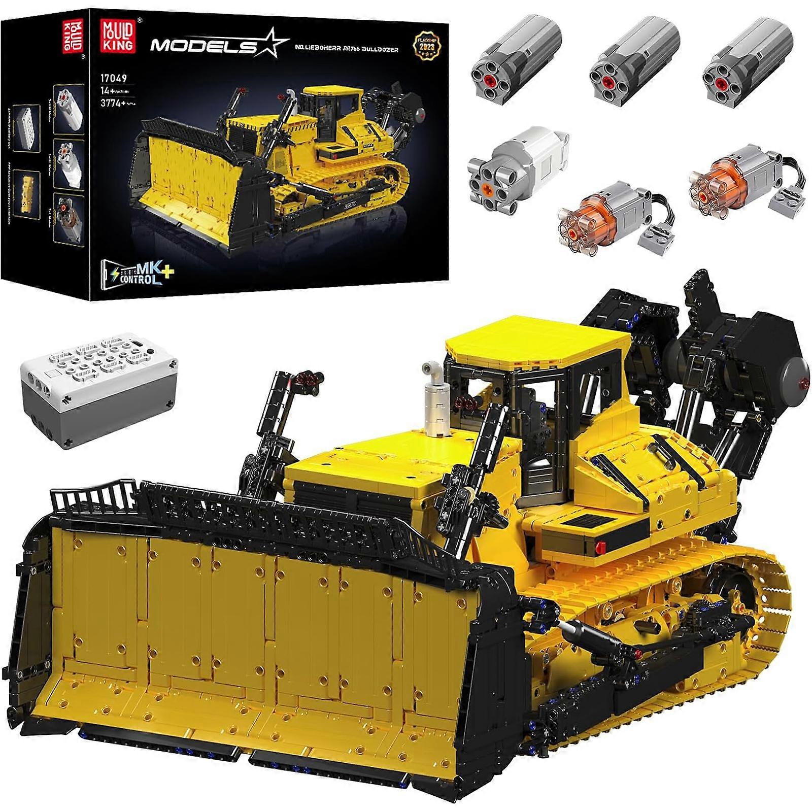 Mould King Remote Controlled APP Bulldozer Building Blocks for Liebherr PR766 Crawler Excavator MOC Heavy Duty Crane Technology Construction Cart Vehi