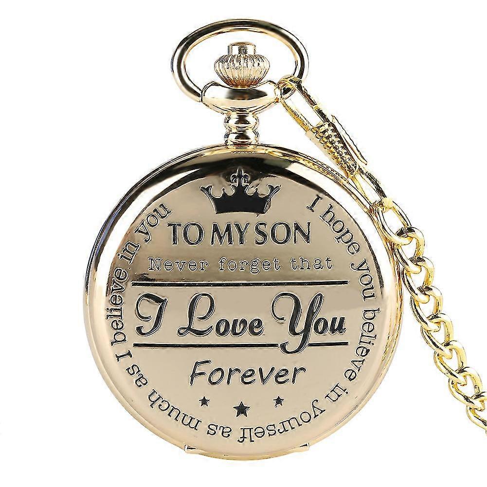 محفور ساعة جيب لابن أحبك هدايا من أمي أبي هدية عيد ميلاد فوب ساعات سلاسل