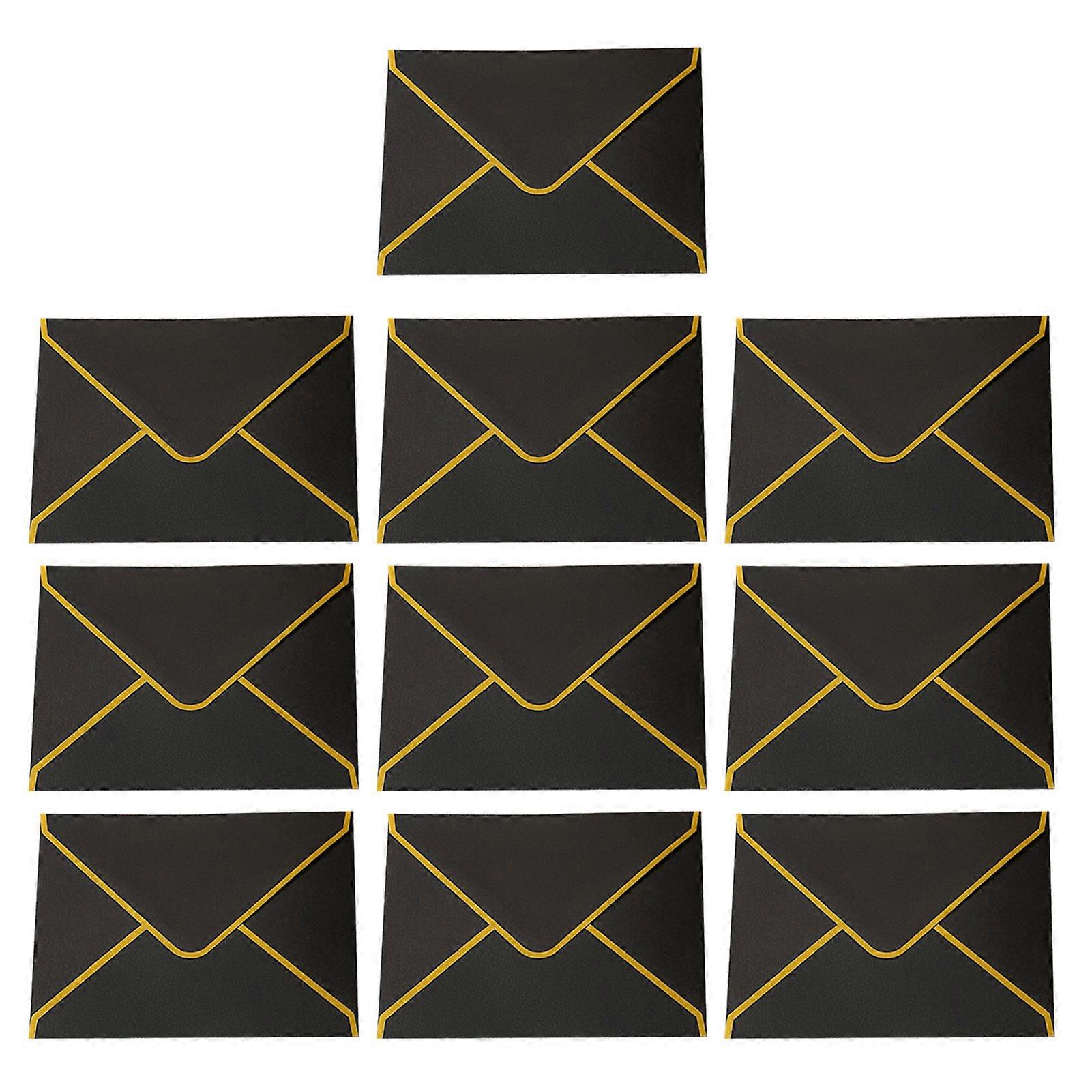 10Pcs Hot Stamping Envelope Golden Border Blanks V-Flap Design Envelope Greeting Cards Invitations Notes Envelopes Jikaix