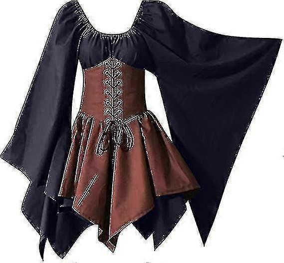 女性用中世ルネッサンスコスチューム海賊コルセットドレス女性フレアスリーブトラディショナルアイリッシュショートドレスH