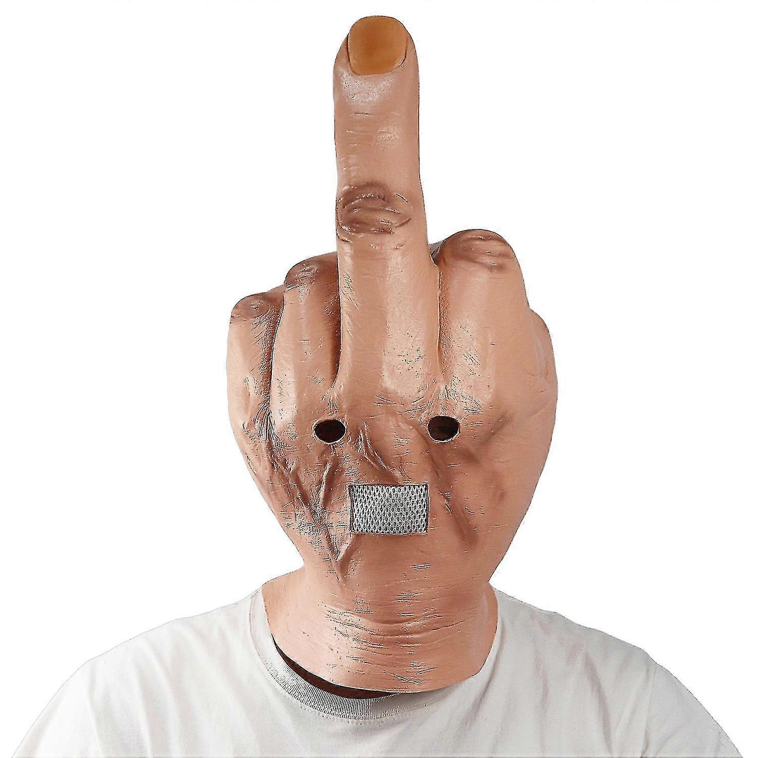軽蔑する垂直中指マスク男性ハロウィンなりすまし砂彫刻生放送ヘッドギアフルフェイスバーDJパーティー面白い小道具