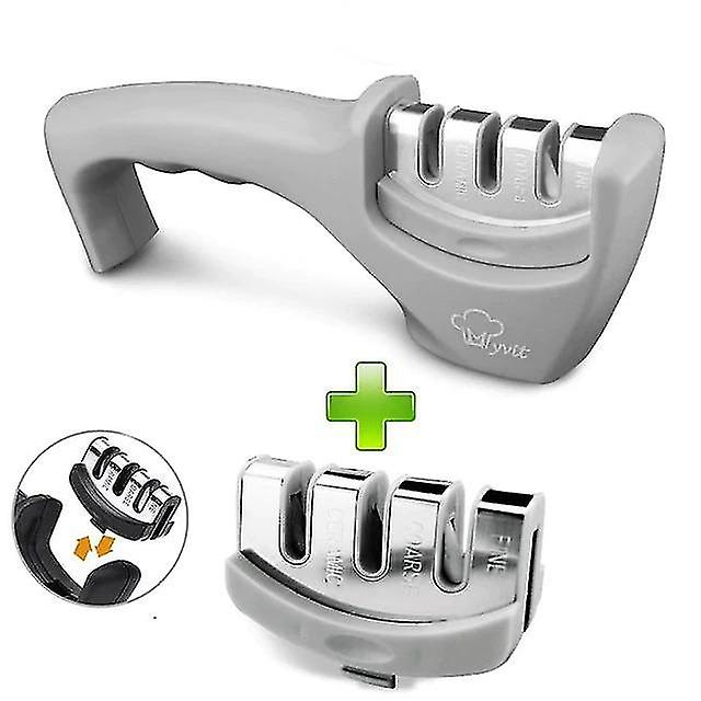 Knife Sharpener Stages Tungsten Diamond Ceramic Steel Grey Whetstone