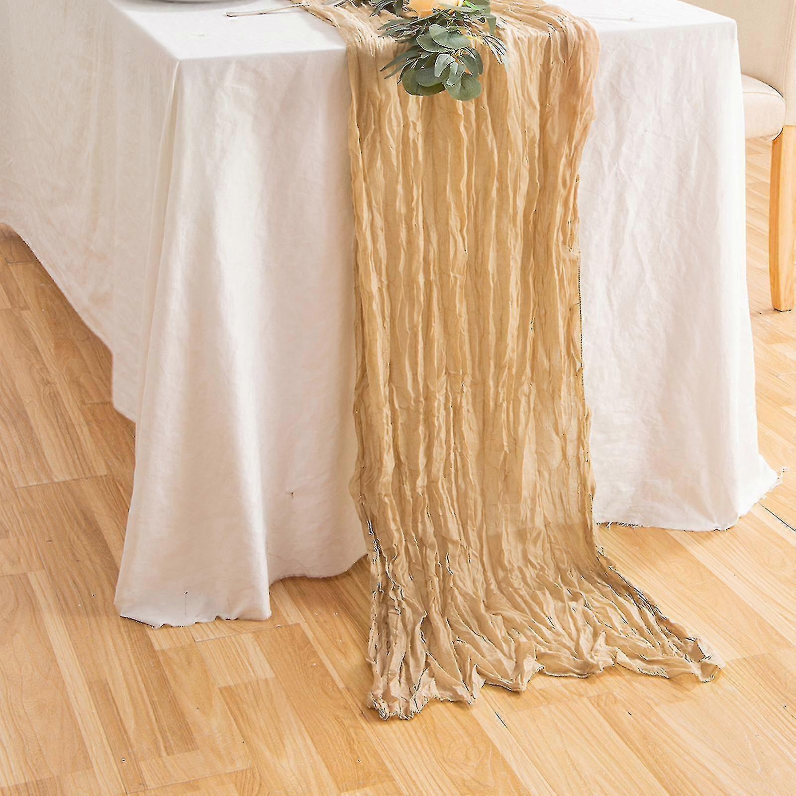 Best  Offer Wedding Gauze Cheesecloth Table Runner Wedding Dinner Table Decor Styling Rustic-26
