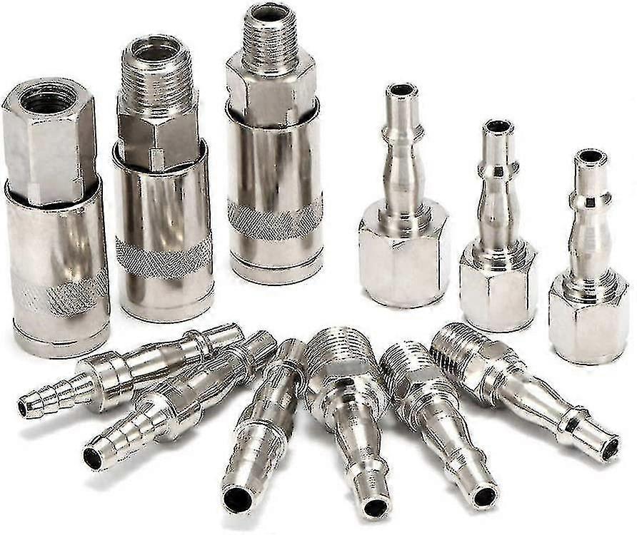 12 Pack Bsp Quick Release Male Female Air Hose Fitting For Compressor Tools 0.6"