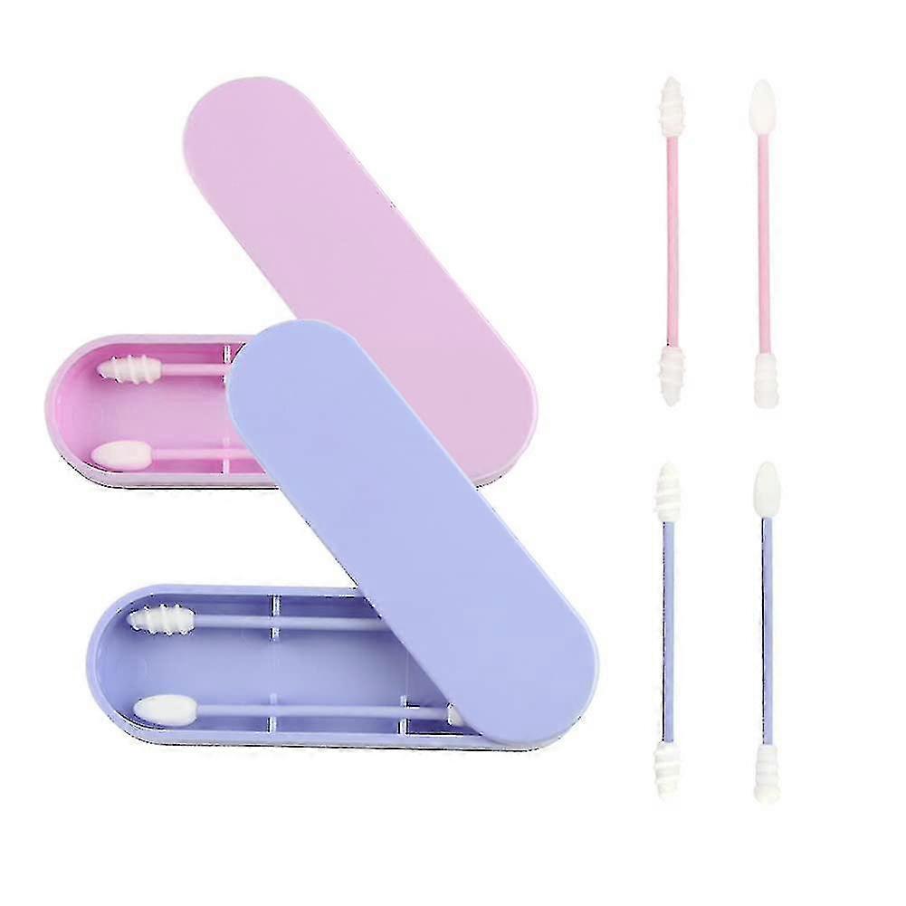 2 Pack Reusable Cotton Ear Swabs, 4 Washable Soft Silicone Sticks With Travel  Case For Makeup & Ear Cleaning