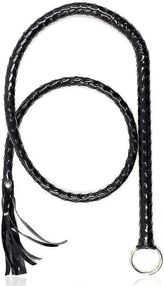 جلد صناعي أسود سوط زي سوط صناعة يدوية Bullwhip ، سوط زي ملحق 1 قطعة ، أسود)