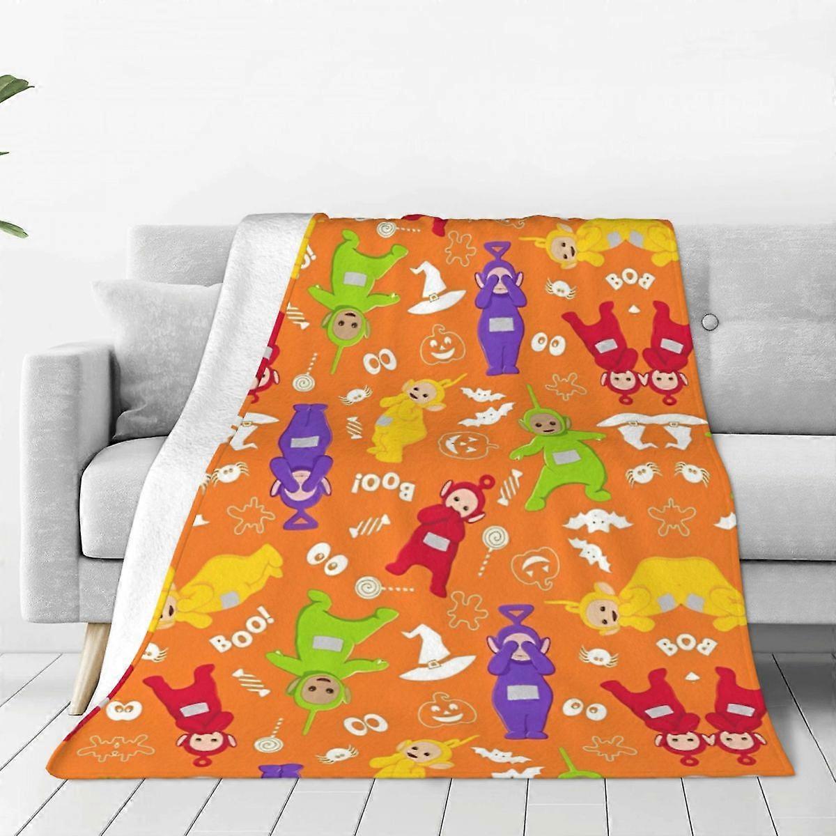 v1479 Cobertores The-Teletubbies Tinky Winky Laa-Laa Cobertor de Flanela de Viagem para Escritório Cobertor de Flanela para Cadeira de Sofá Cobertores de Colcha de Qualidade Macia e Quente vv