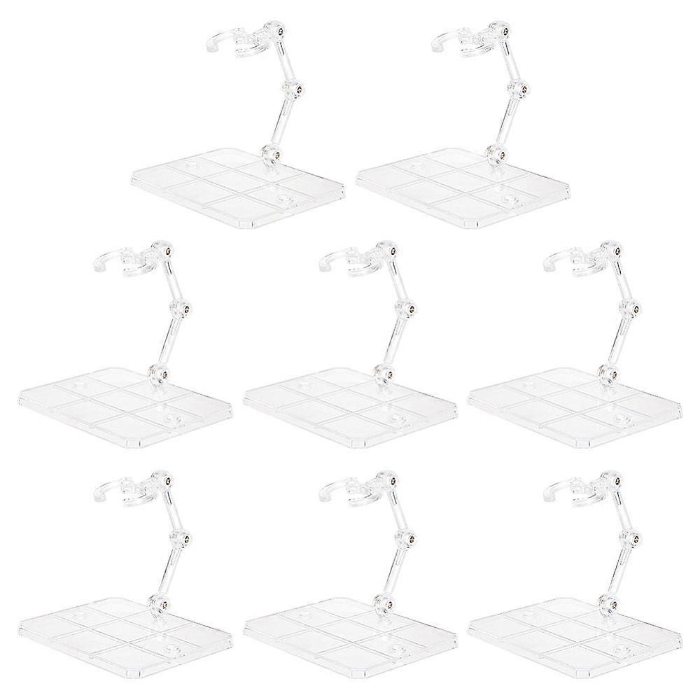 Plastic Model Assembled Action Figure Display Holders Doll Model Support Stands with Alloy Findings Clear Rectangle 9x7x8cm