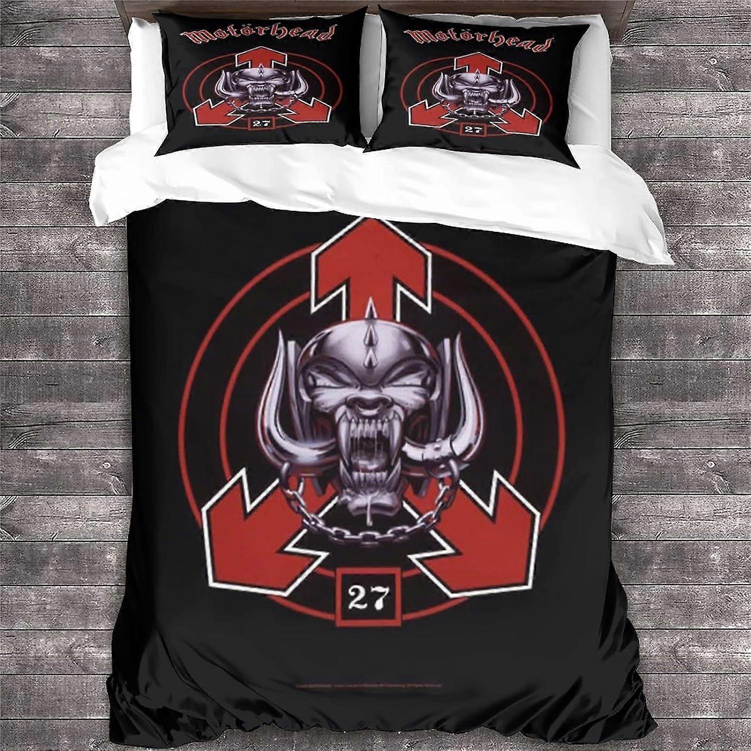 Kerota Motorhead Duvet Cover Sets Skull D Heavy Metal Band Rock n Roll Bedding Sets Poker Skull Micr