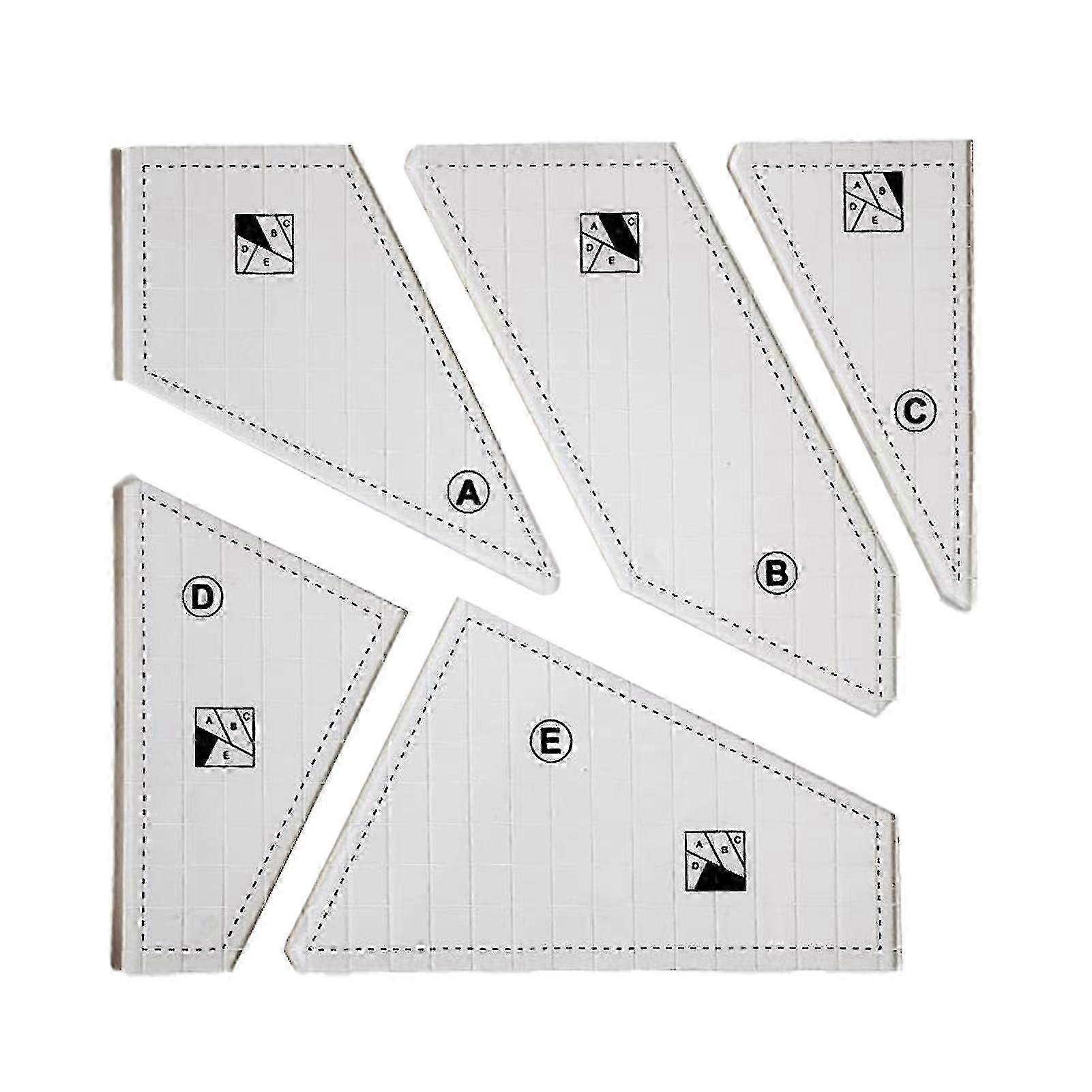 Creative Quilting Cutting Template Acrylic Hand Patchwork Ruler Diy (1set 5pcs)