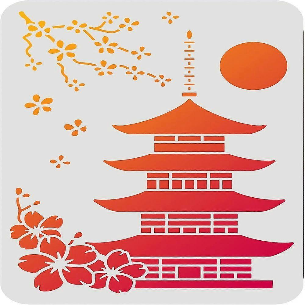 1pc Large Plastic Reusable Drawing Painting Stencils Templates for Painting on Scrapbook Fabric Tiles Floor Furniture Wood Rectangle Tower Pattern 297
