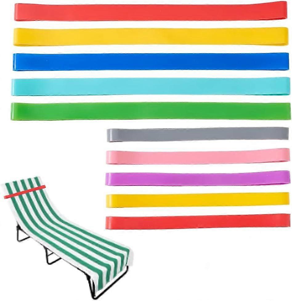 10 Pcs 10 Colors Towel Straps for Beach Chairs Stretchable Beach Towel Holder Bands Silicone Elastic Clips for Fastening Beach Pool Cruise Chairs Esse
