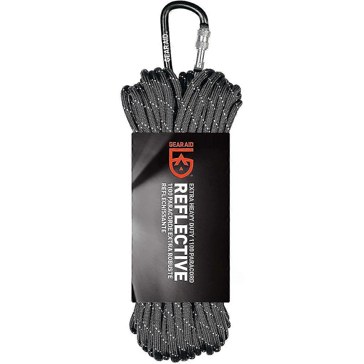 Gear Aid 100 ft. Extra Heavy Duty 1100 Paracord with Carabiner -Black/Reflective