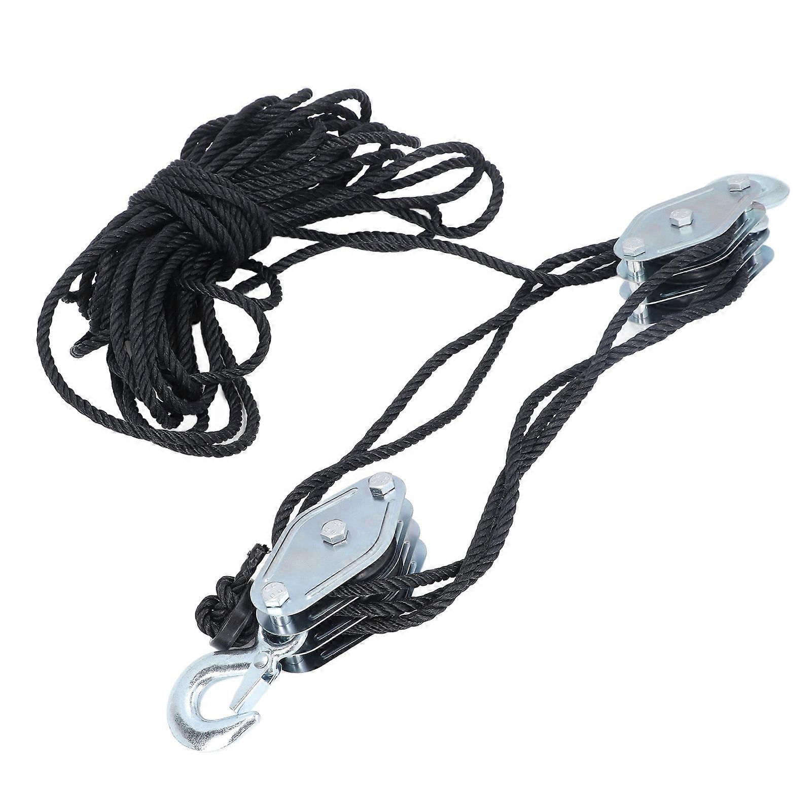 Rope Hoist Pulley System 4400lb 8:1 Ratio Lifting Power Heavy Duty Block Tackle for Hunting Lifting Heavy Objects