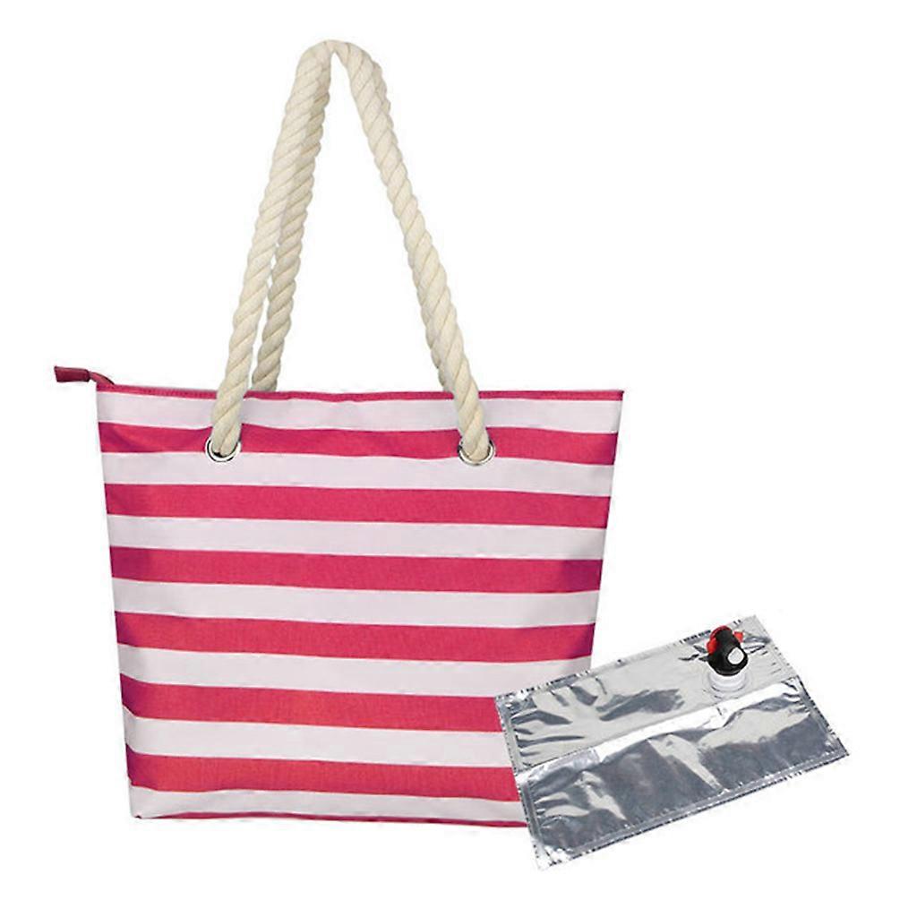 Beach Wine Purse Tote Ice Bag with Hidden Insulated Compartment Handle Striped Print Handbag Outdoor Party for Carrier Multicolor