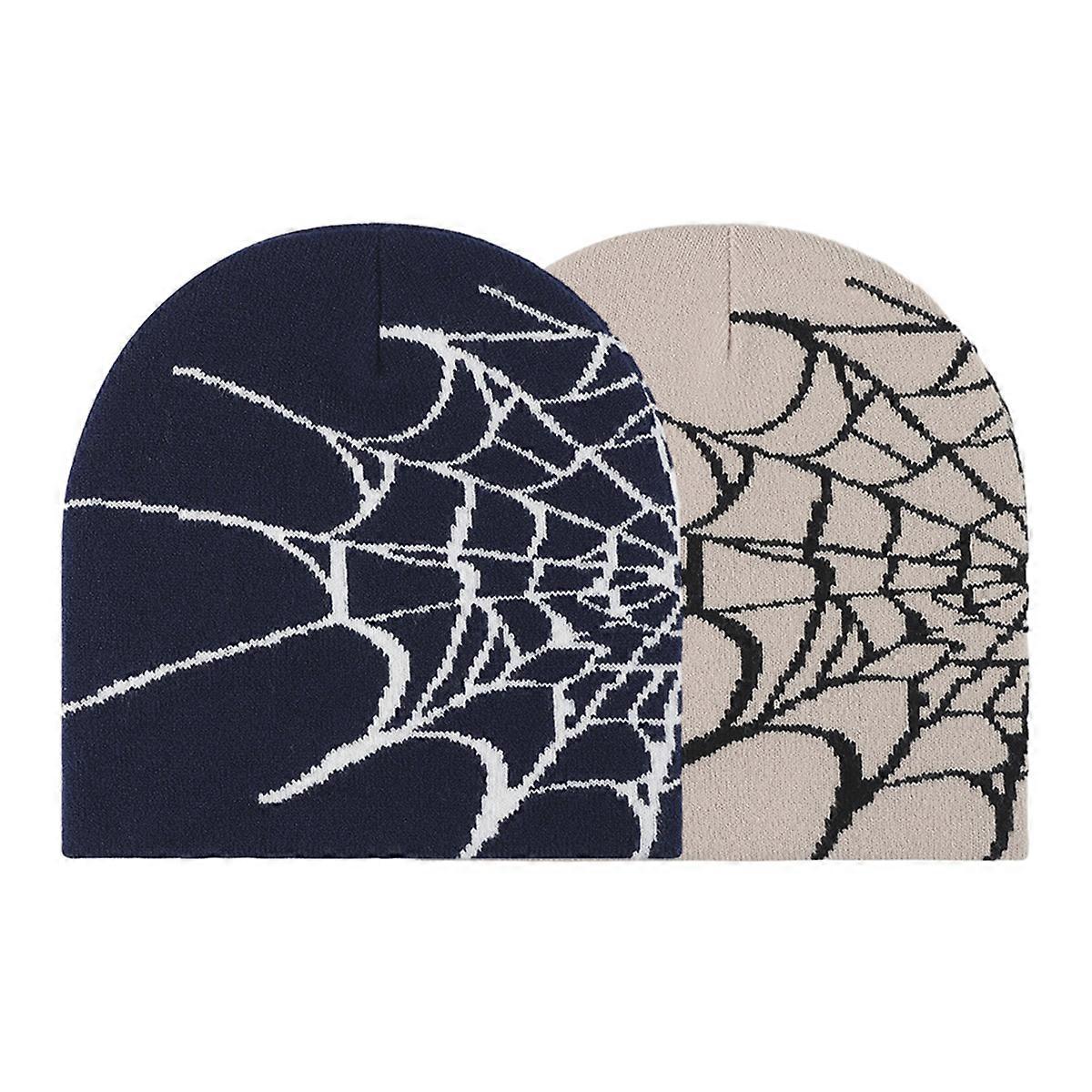Acrylic Knitted Beanie Hat, Soft, Warm, Spider Web Design