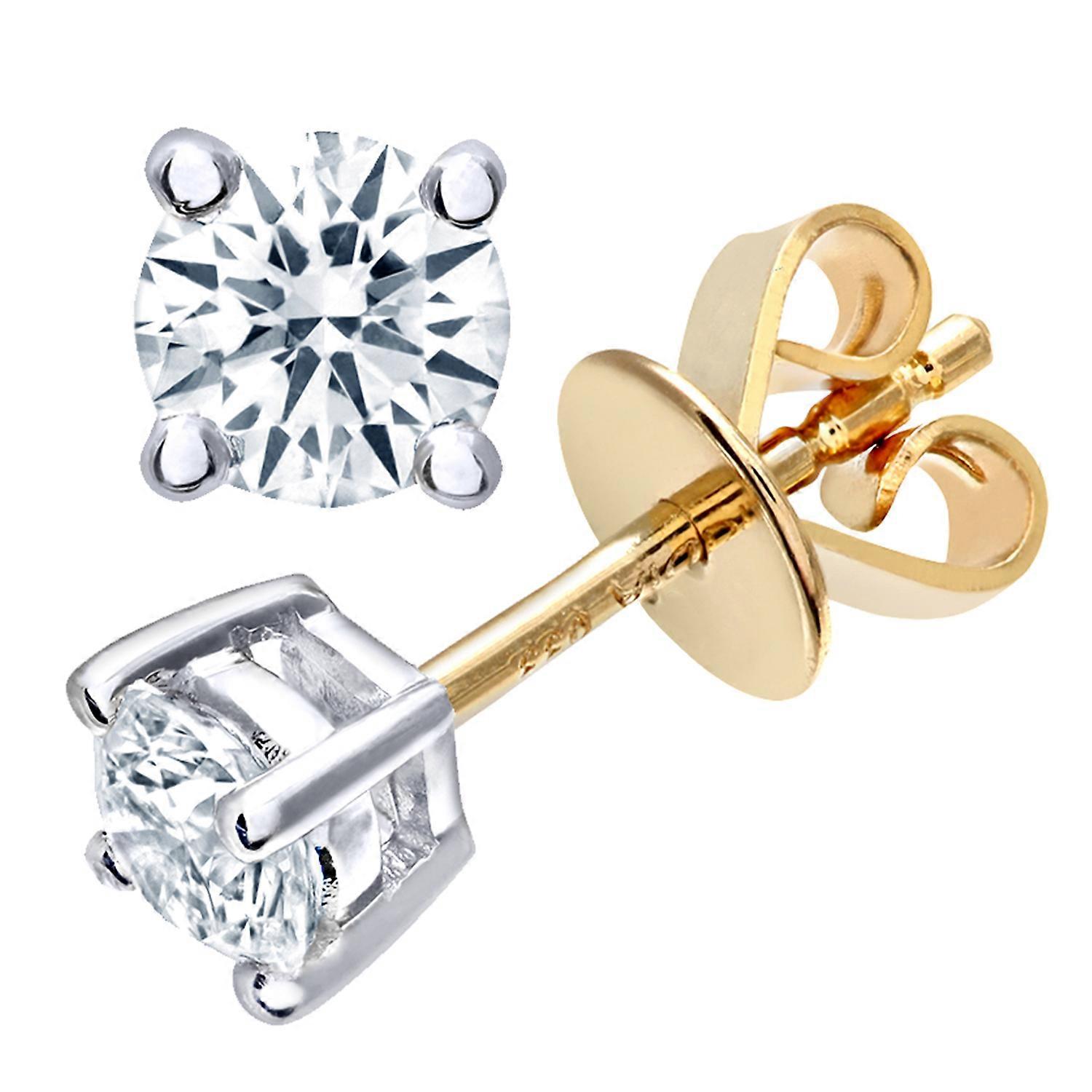 Jewelco London 18K 黄金圆形 1/2 克拉钻石单颗耳钉