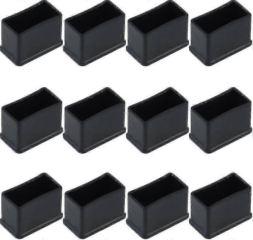 12 πακέτο 15 x 30 mm μαύρο ορθογώνιο λαστιχένιο τραπέζι τσόχας ή καπάκια προστατευτικών ποδιών καρέκλας