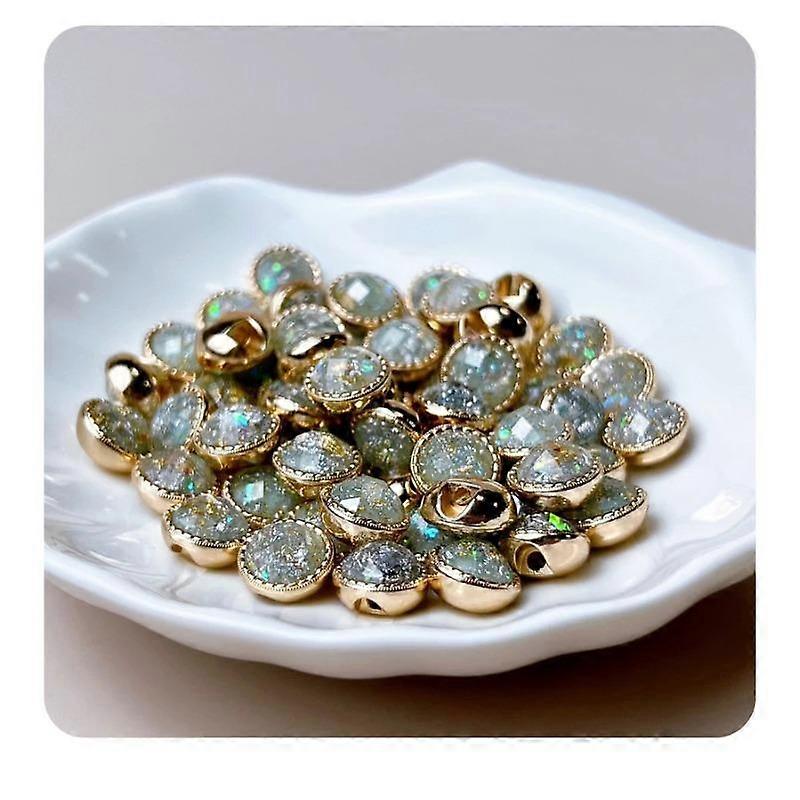 10pcs Beautiful Gem-like Buttons 10mm Small Round Metal Shank Buttons Skirt Cuff Neckline Decorative Buttons