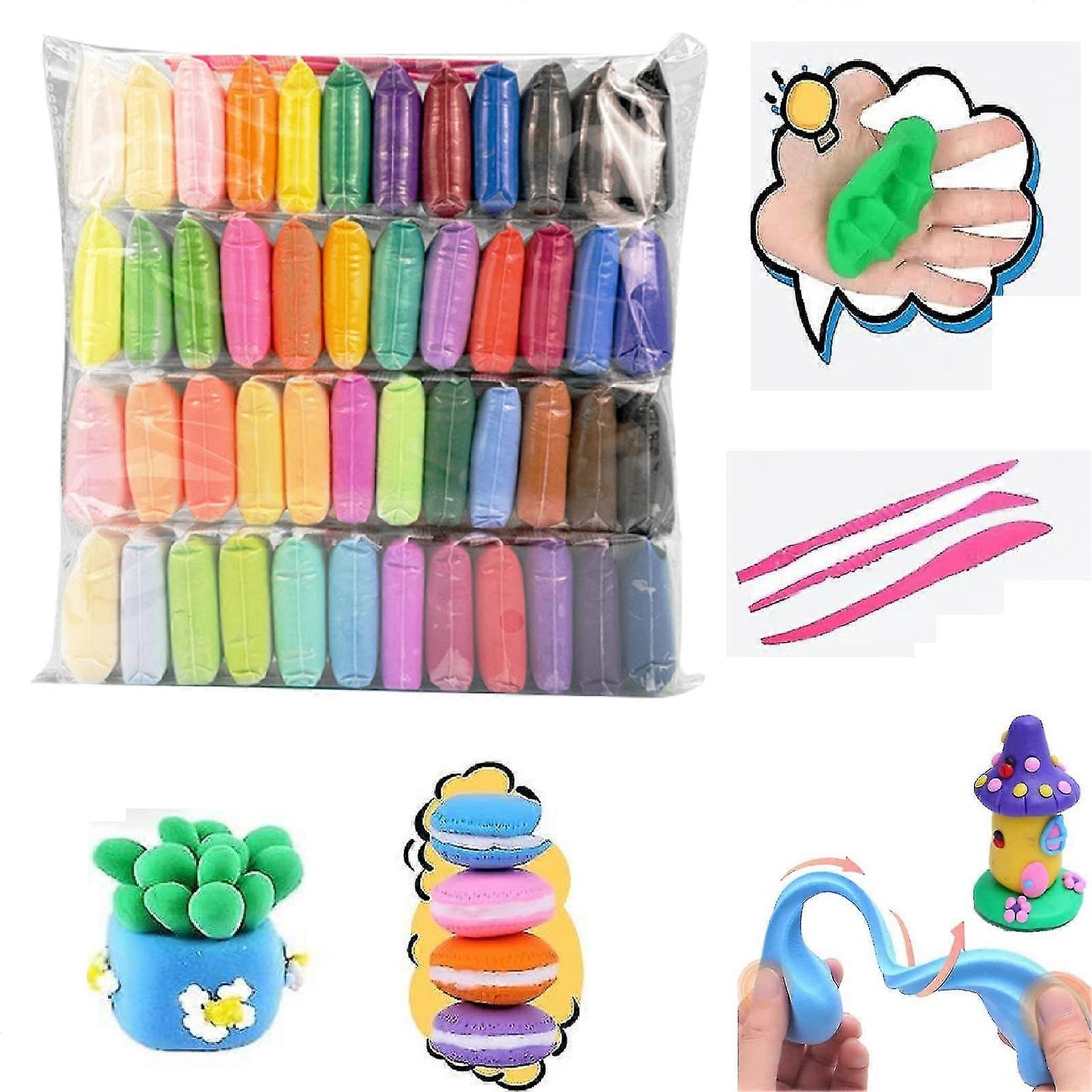 12-48 Colors Modeling Clay Magic Clay with Sculpting Tools, Non-Toxic Self Drying Soft Clay for Kids and Adults, Gift for Boys and Girls
