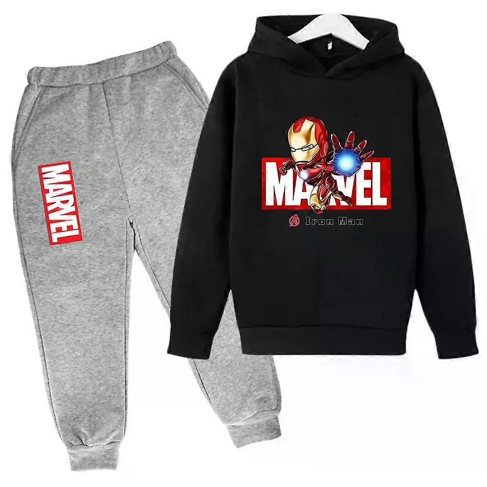 마블 아이언맨 키즈 후드 티셔츠 2개 세트 트랙수트 소년 소녀 봄 가을 겨울 스웨트셔츠 옷 슈퍼히어로 후드 팬츠 정장