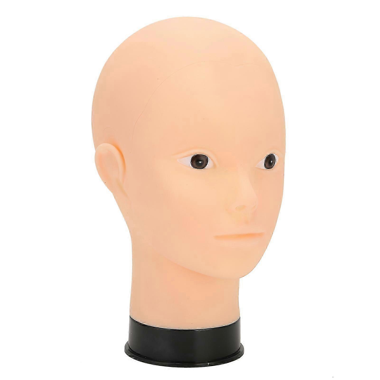 Bald Mannequin Head Makeup Training Practice Hat Wig Display Mannequin Head (Black Base)without Makeup