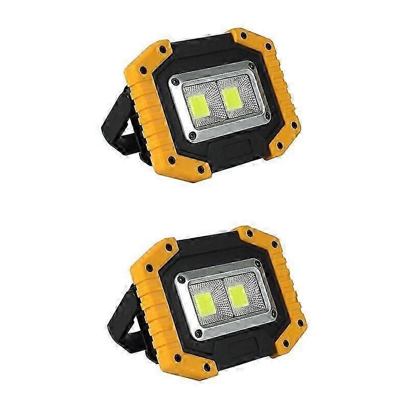 2 Rechargeable LED Work Lights, 30W with Battery, 3 Modes for Camping