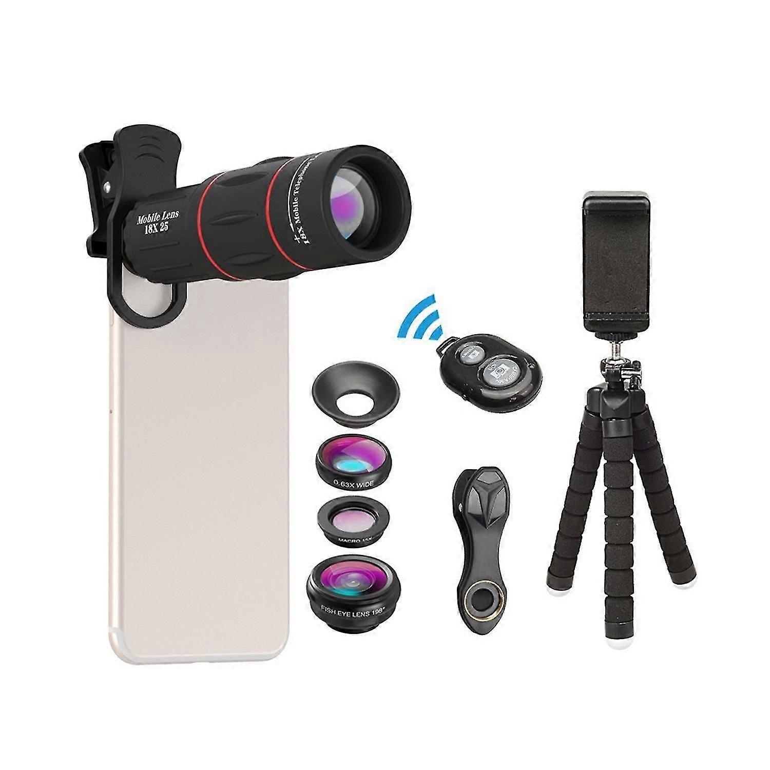 APEXEL APL-T18XBZJ5 Teleobjektiv 4 in 1 Handyobjektiv Universal Kit 18X Handy Teleobjektiv 19