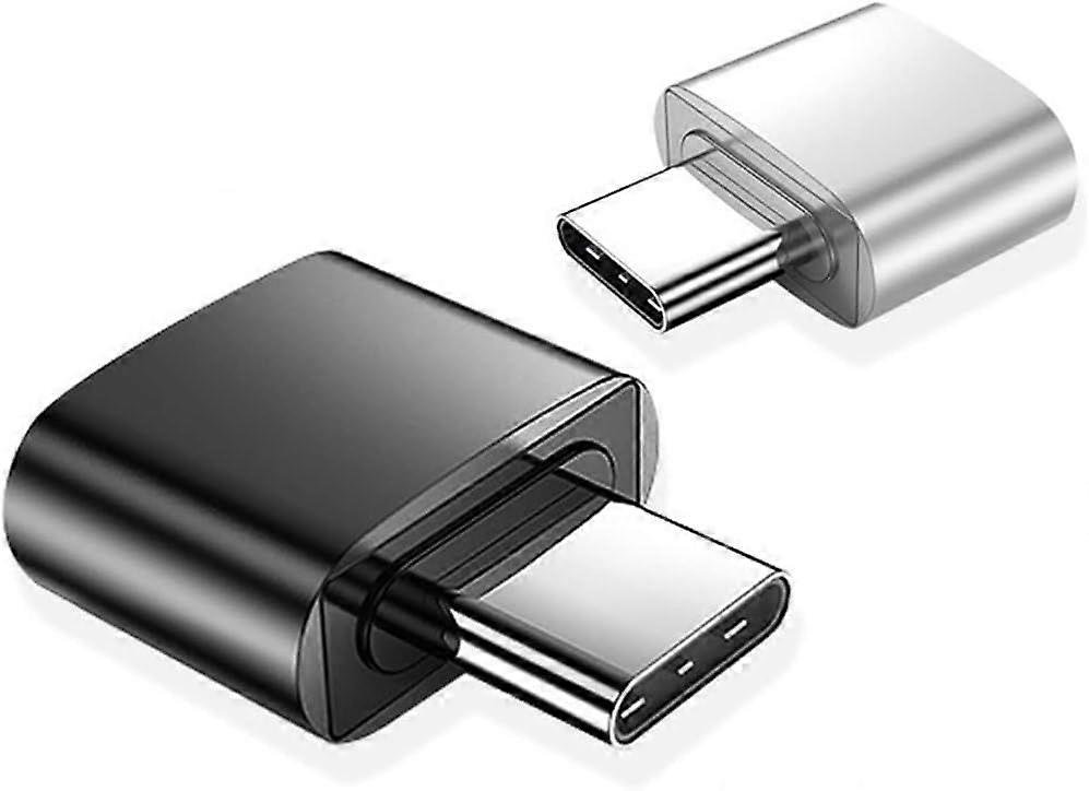 USB C to USB Adapter (2 Pack), USB Female to USB-C Male Adapter, Type C to USB-A Converter, Compatible with MacBook, USB C Phone and More (Black and