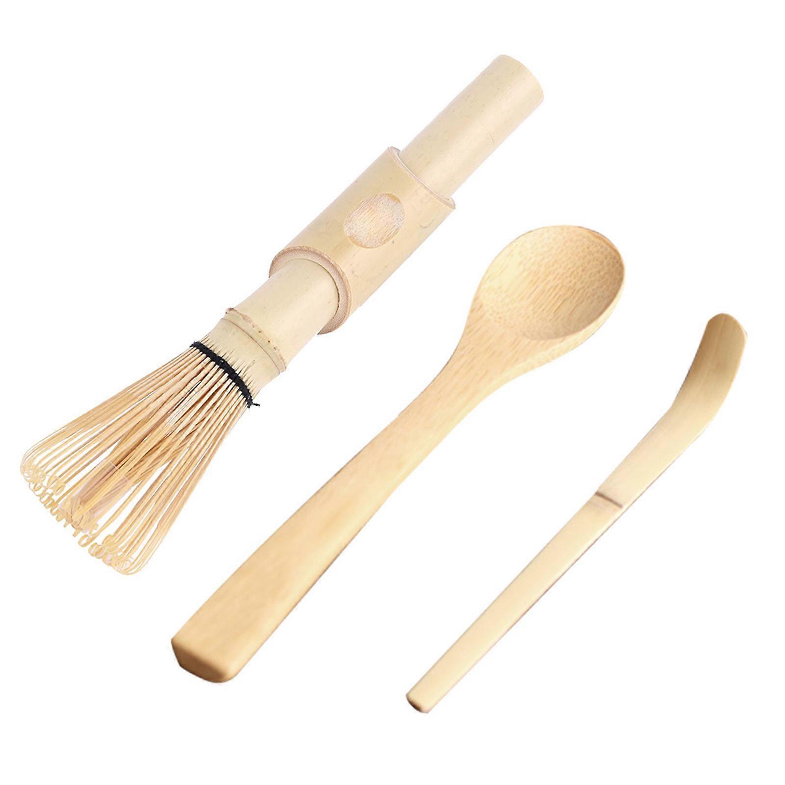 3pcs Bamboo Matcha Making Set Matcha Tea Whisk Hooked Bamboo Scoop Chashaku Teaspoon