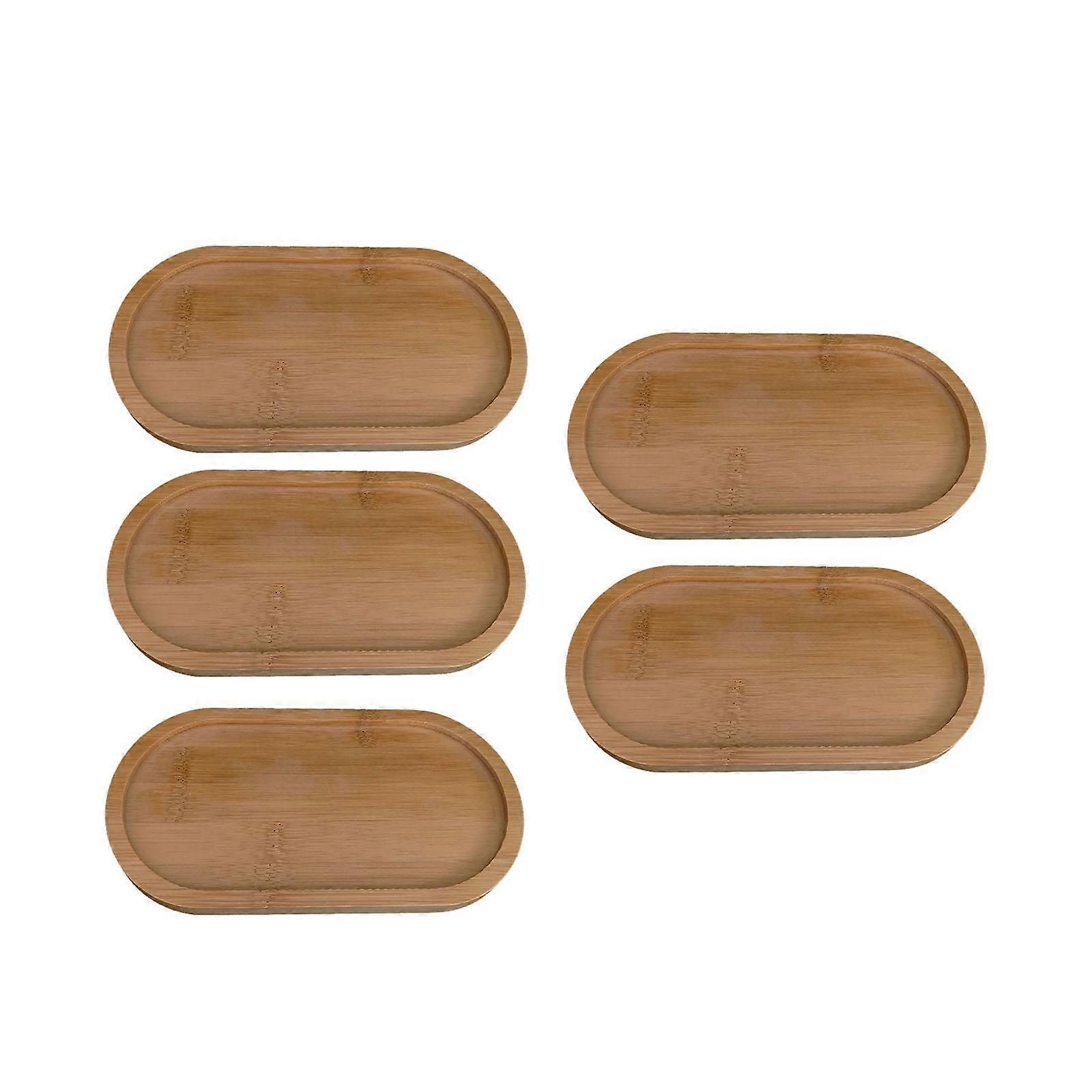 5x Bamboo Serving Tray Serving Platter Fruit Tray,Multifuctional,Cup Coaster