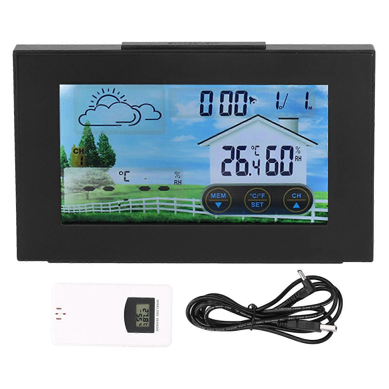 Weather Clock with Touch Screen Backlight, Indoor Outdoor Thermometer, Hygrometer, Wireless Weather Station