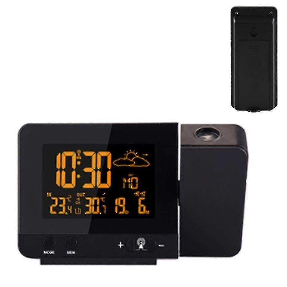 Indoor And Outdoor Temperature Weather Clock 8 Color Screen Projection Alarm Clock Weather Forecast