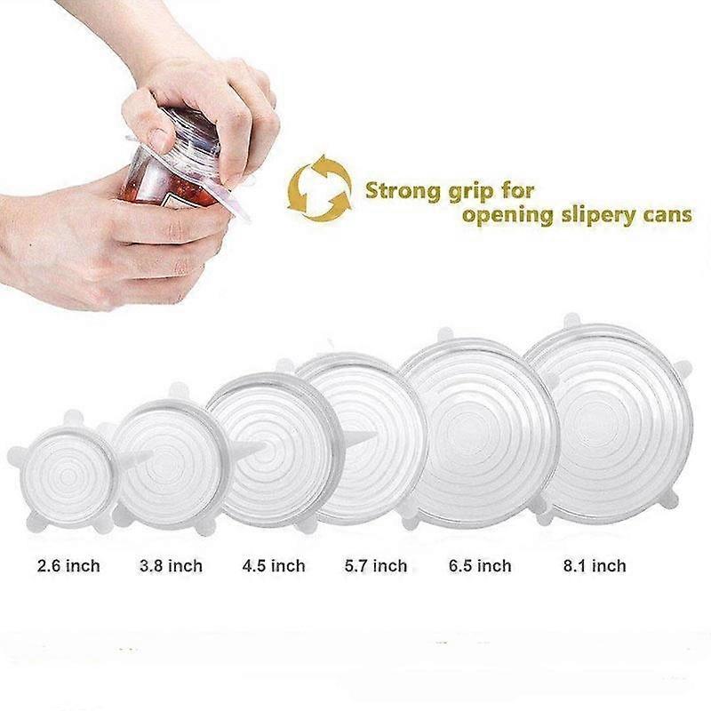 6pcs Silicone Crisper Lid Eco-Friendly Silicone Stretch Food Lids