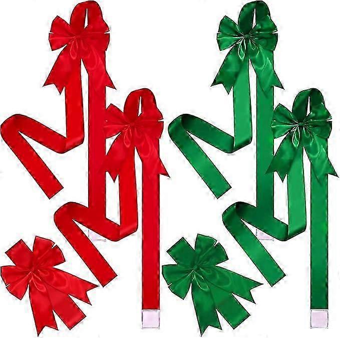 6 Pieces Christmas Cabinet Festive Door Ribbons 40 x 8 Inches Large Bow Christmas Wreath Bow Christmas Tree Bow Festival Wrapping Decorations for Fire