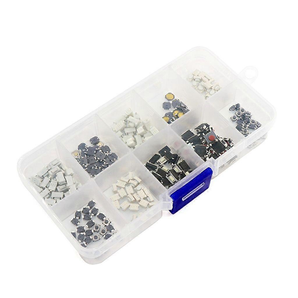 250Pcs 10 Types Tactile Push Button Touch Microswitch Buttons for Car Keys