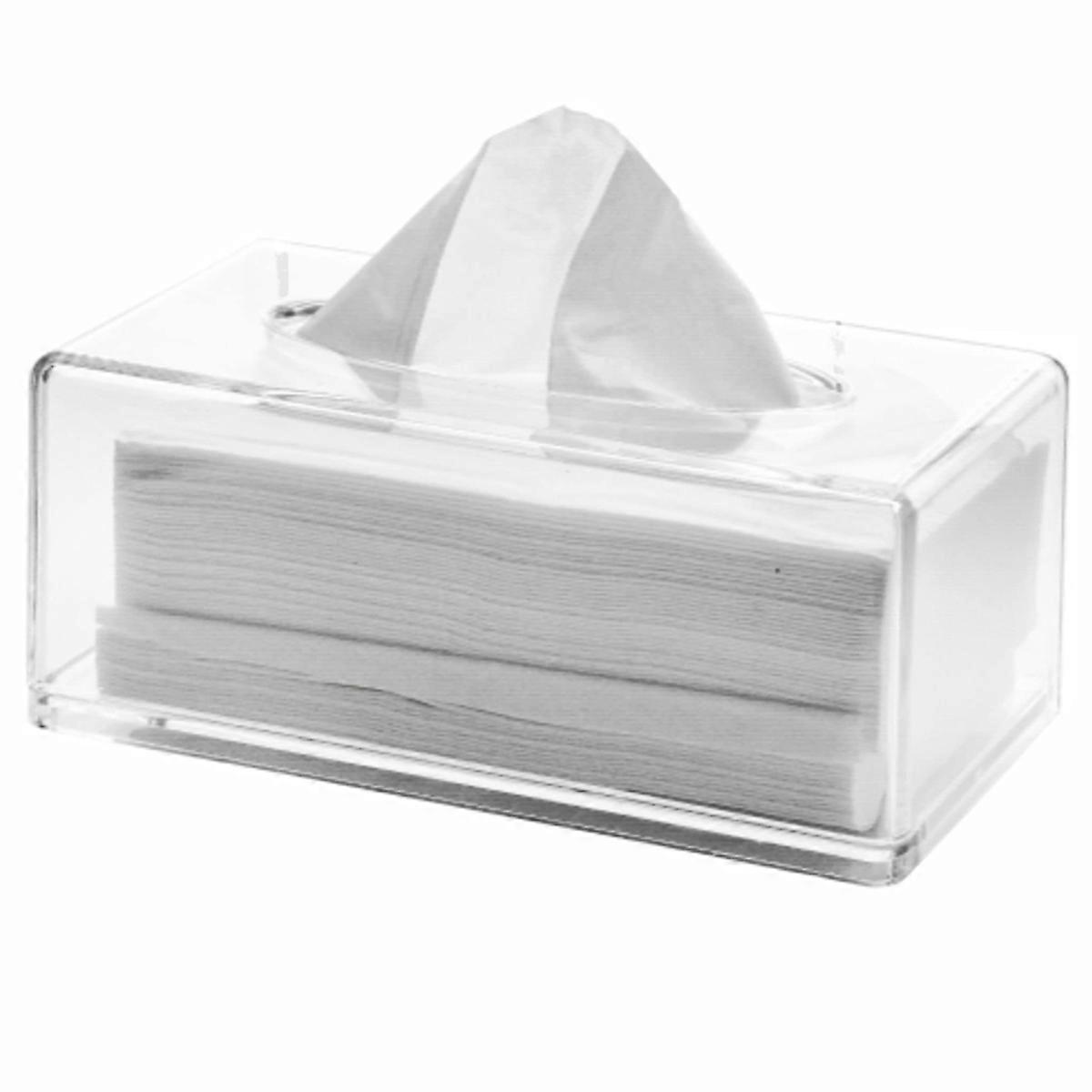 Clear Acrylic Tissue Box Holder with Cover Tissue Dispenser Box Case for Countertop,Clear Plastic Dr