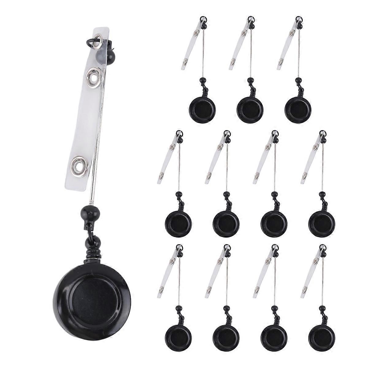 12 Pcs Beadable DIY Badge Reel Kit for Beads Blank Bar, Black
