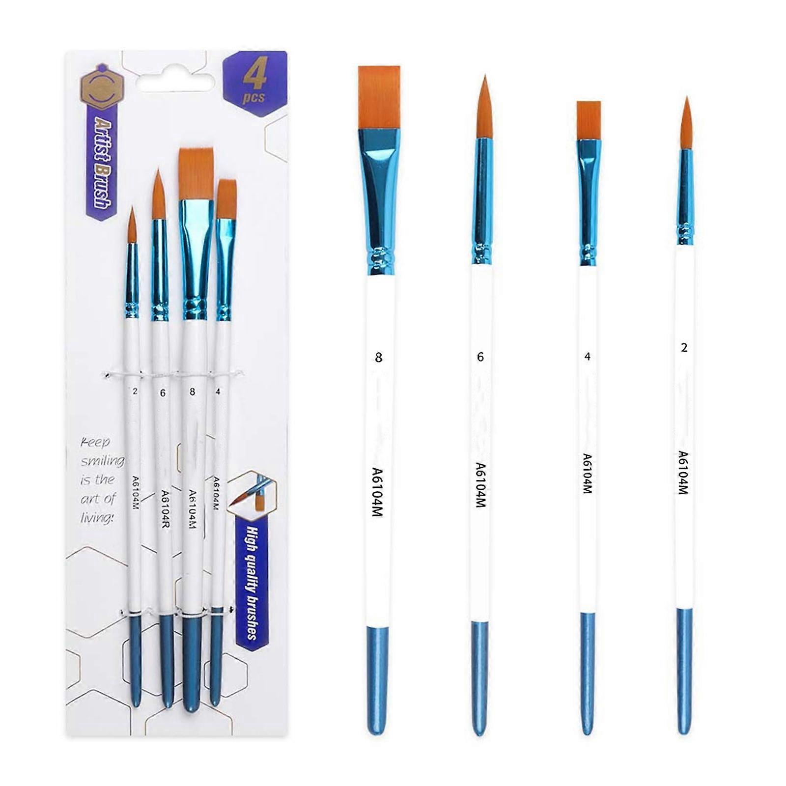 4 יח '\ סט מברשת צבע קצה עדין ניילון ציור שיער מברשת אמן צבע מברשת אקריליק צבע מברשת ציור ציוד