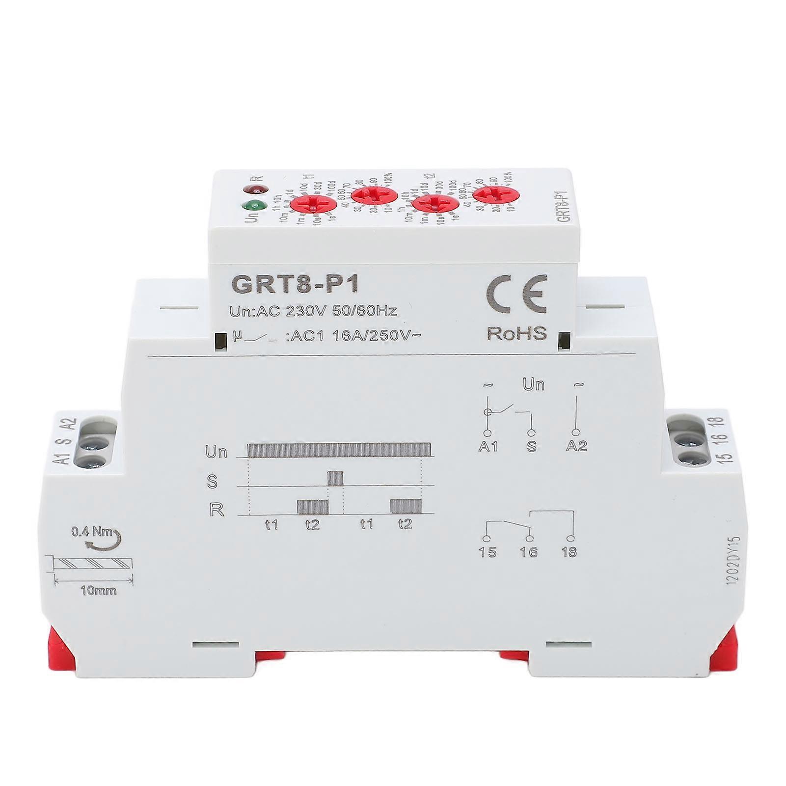 AC230V Electronic Repeat Relay LED Indicator ABS Pulse Output Timer Relay DIN Rail