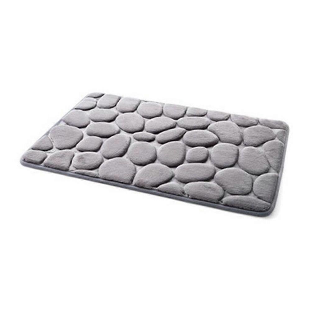 3D Cobblestone Non slip Water Absorbent Mat Pad Bathroom Kitchen (Gray)