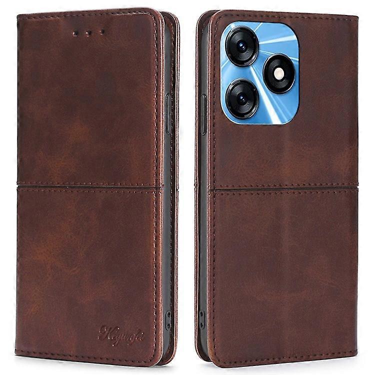 Compatible For Tecno Spark 10 4G Phone Cover with Card Slots Cowhide Texture PU Leather Stand Phone Case