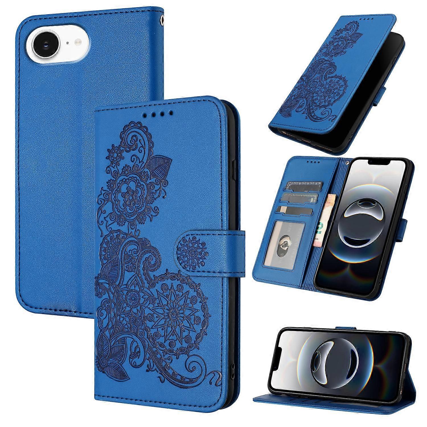 Datura Flower Embossed Flip Leather Phone Case