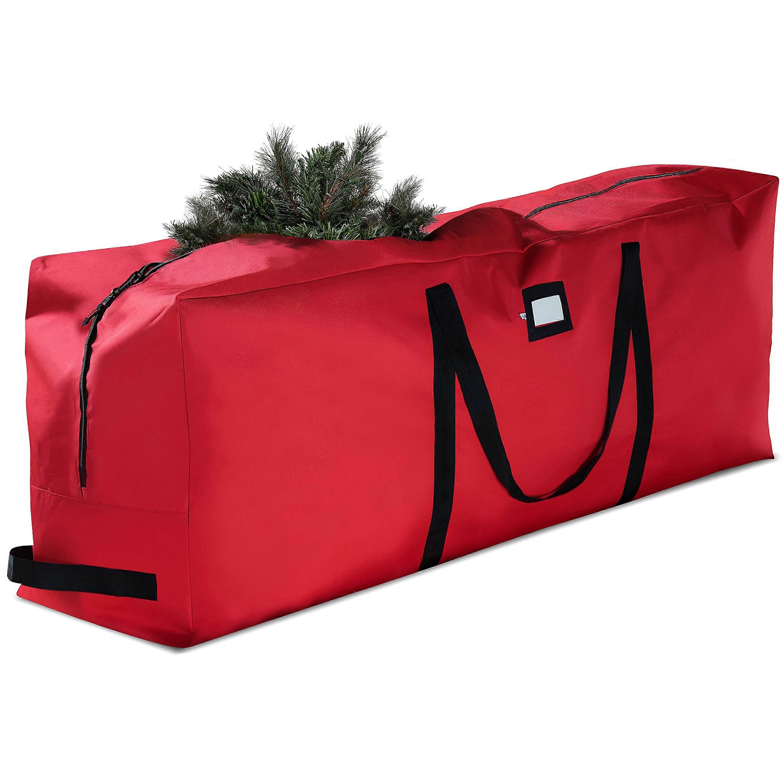 Storage Bag for 9 Ft Artificial Christmas Trees Waterproof With Durable Handles Labeling Card Slot Red
