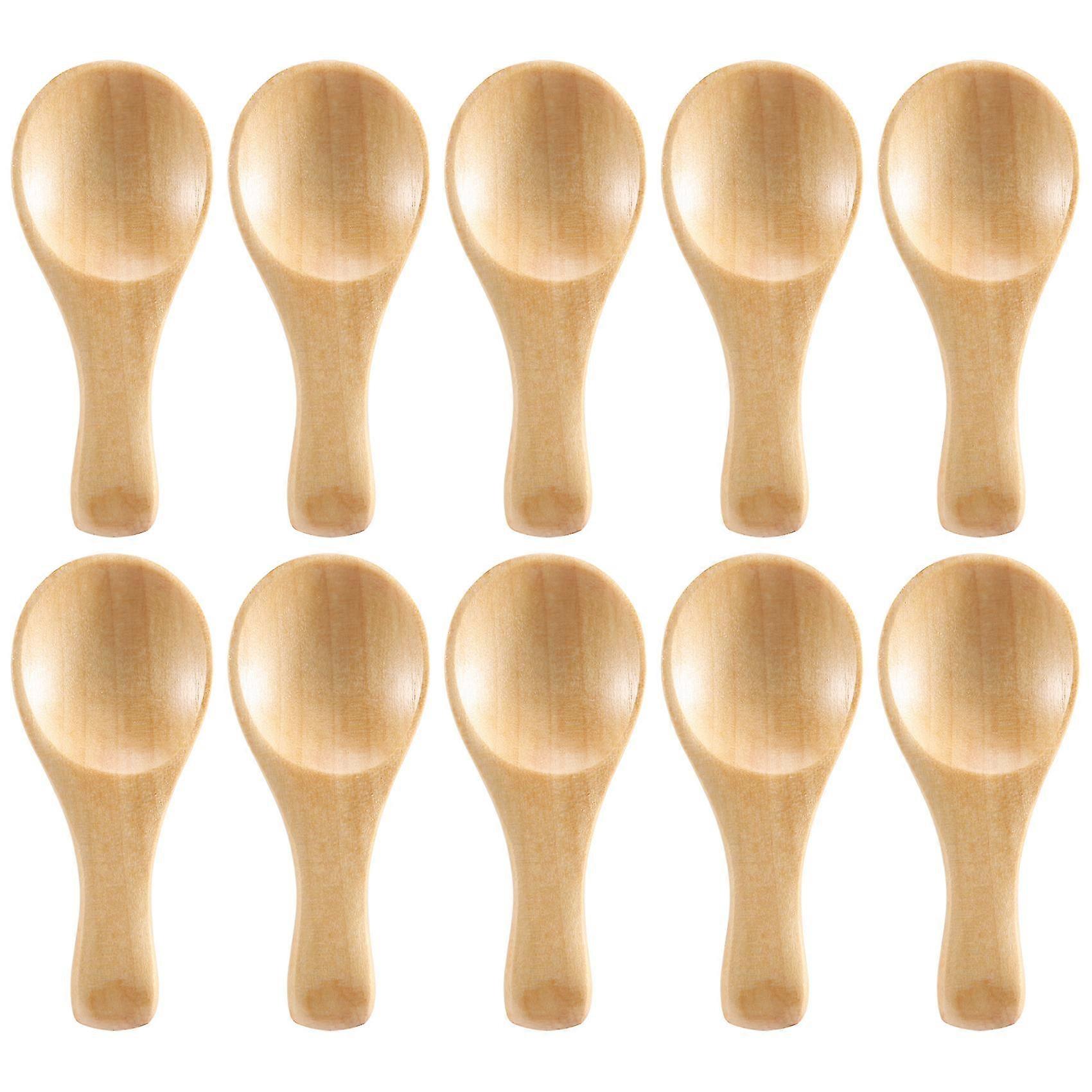 Short Handle 10 Packets of Small Wooden Spoon, Perfect for Small Jars of Jam, Spices, Condiments, Se NN