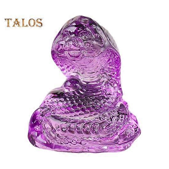 Stained Glass Snake Figurine Collectible Chinese Zodiac Snake Sculpture Desktop Snake Statue New Year Ornament for End Table Mantel Bookcase