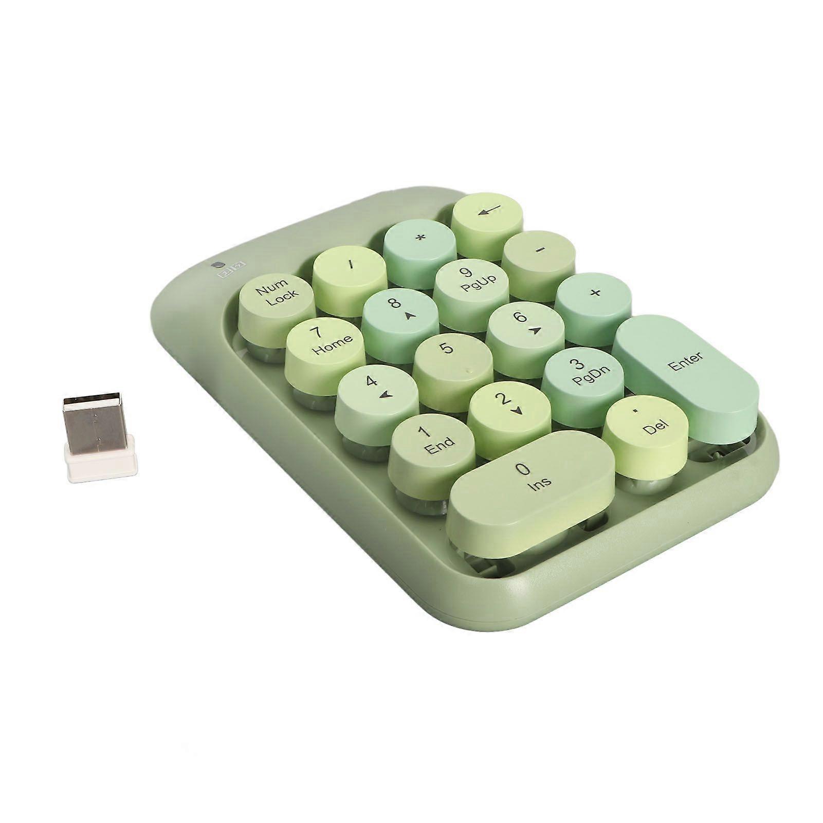 SBSGV Wireless Numeric Keypad 2.4G 18 Keys Low Noise Retro Colorful Round Key Cap Number Pad for Computer Laptop